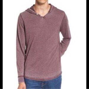 Lucky Brand Dusty Purple Hoodie Sweater with Long Sleeves V-Notch Collar Large